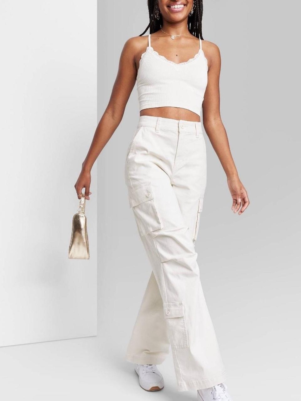 Wild Fable Cream Cargo Wide-Leg Pants